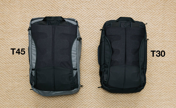 A comparison of the backs of the Techonaut 45 (left) and Techonaut 30 (right).